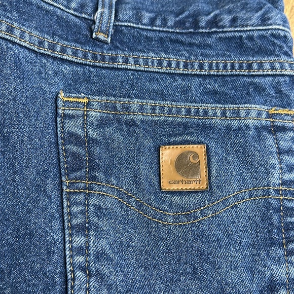 Carhartt great shape 100% cotton blue denim relaxed fit brown pockets mens jeans - Picture 3 of 8